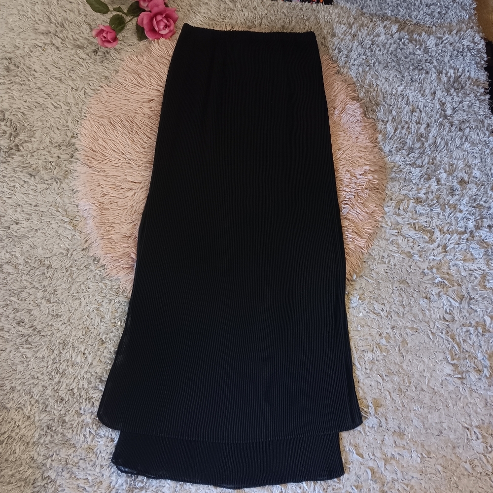 Vintage 90s Gothic Micro Pleated Maxi Skirt by Cache sz Medium